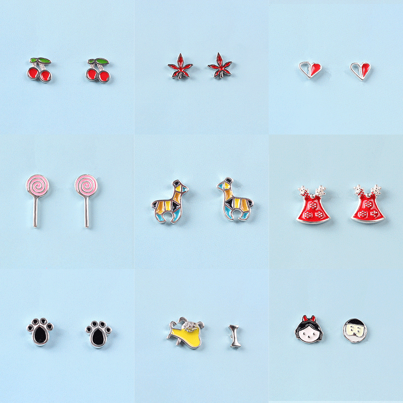 Wholesale Color Drop Glaze 925 Sterling Silver Earrings